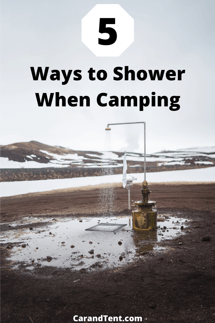 5 ways to shower when camping graphic