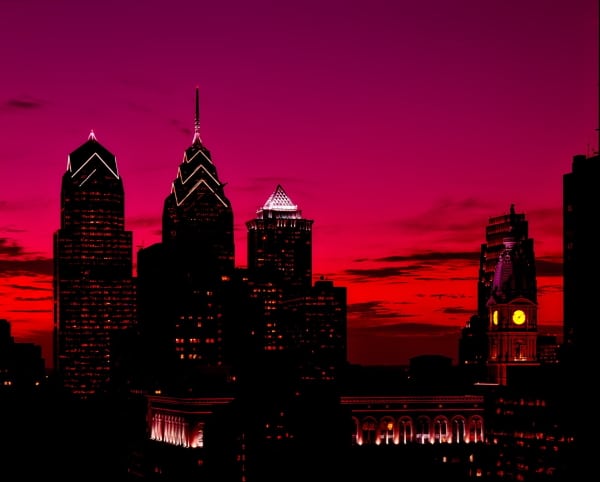 philly skyline red