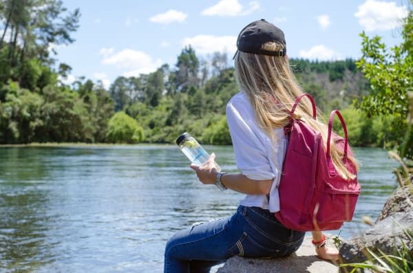 woman with bottle of water