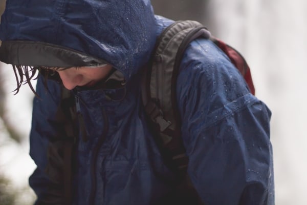 hiking in the rain
