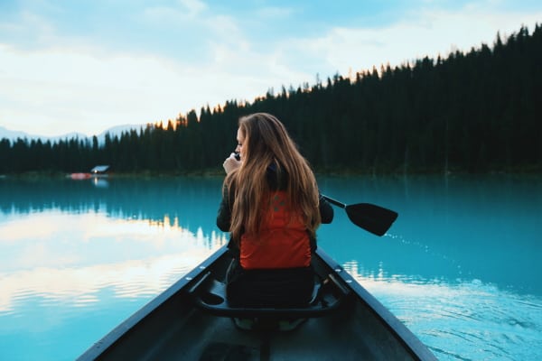 woman in canoe