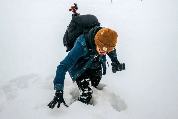 person stuck in snow