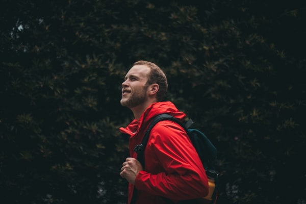 backpacker with water