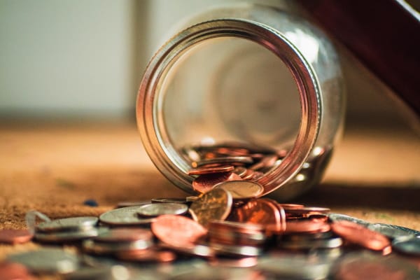 spilled coin jar