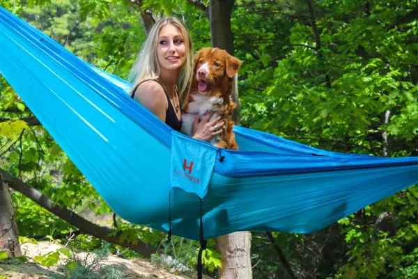 hammock camper with dog