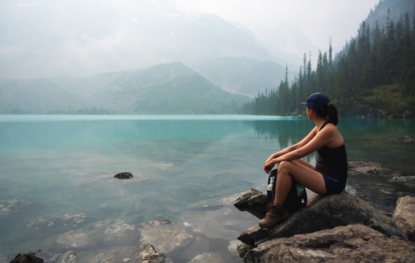 woman on lake