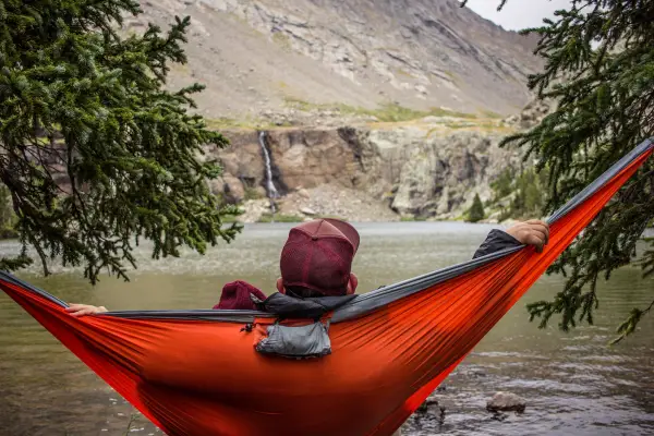 camping hammock near water