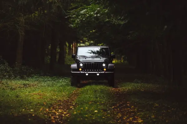 jeep at campsite