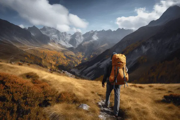 backpacker walking on a hiking trail