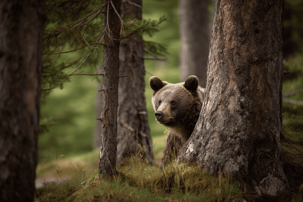 bear near a tree