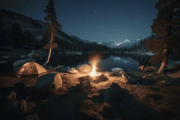 dry camping at a tent site next to water