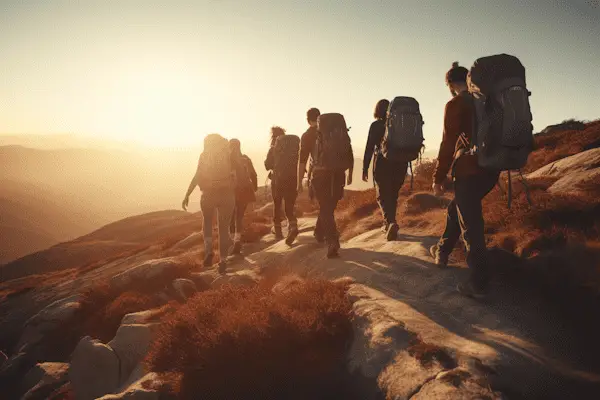 group of hikers in bear country