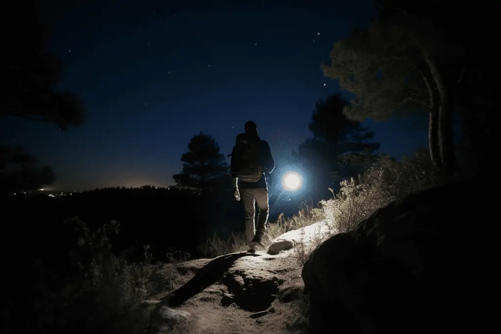 hiker at night