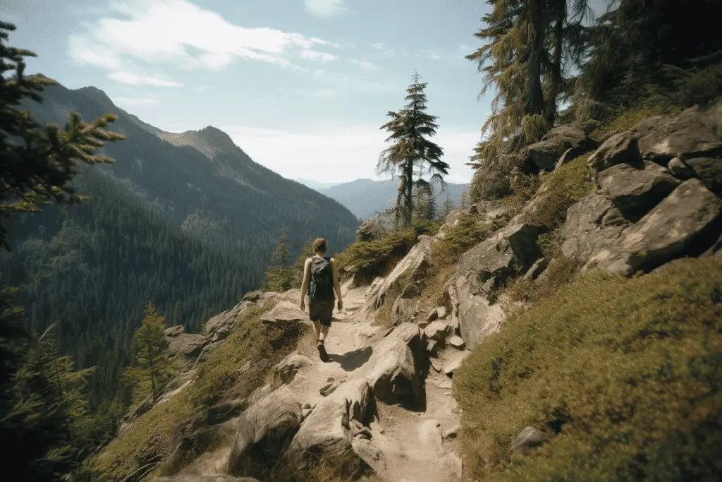 person backpacking on a mountain