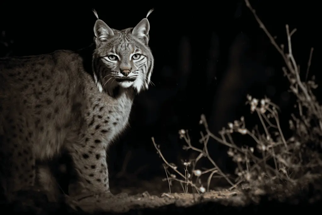 bobcat at night