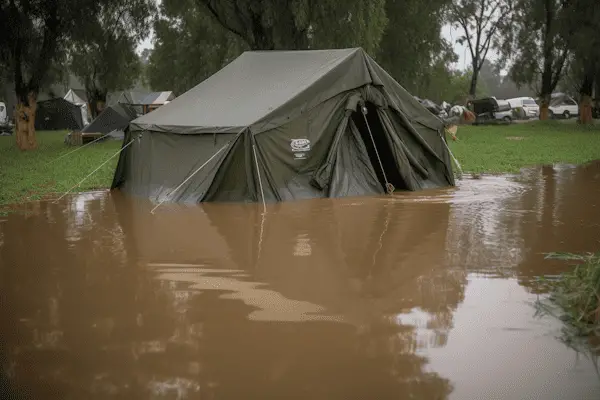 flooded tent