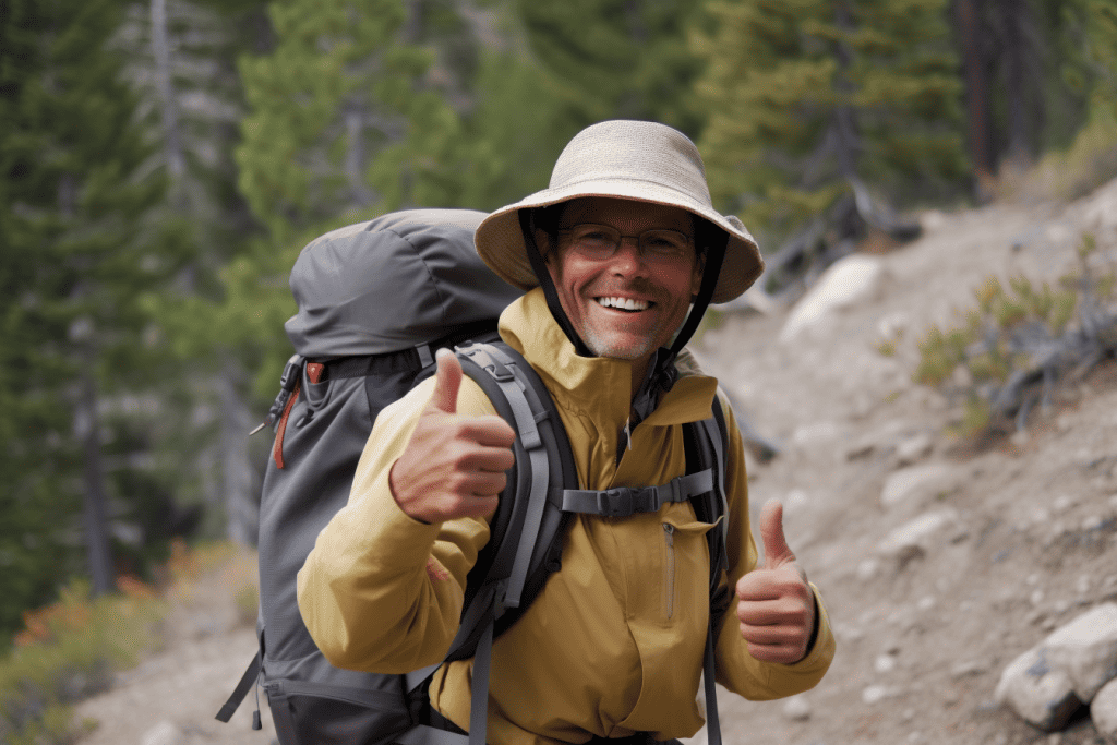 hiker giving 2 thumbs up