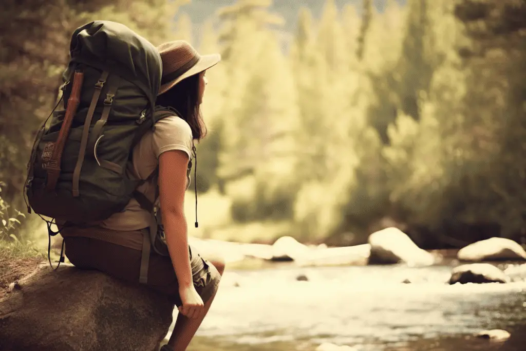 hiker sitting on a rock