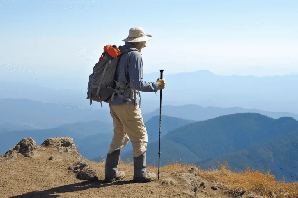 person with a hiking staff