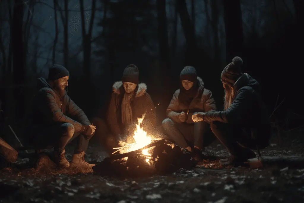 people around a campfire