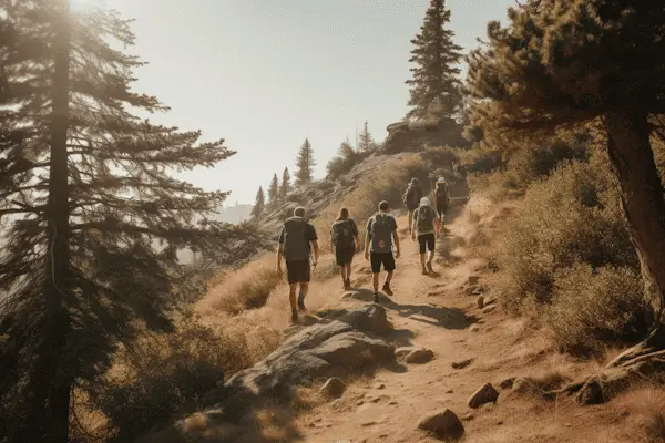 people hiking on a trail