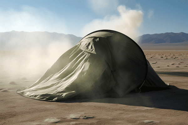 tent blowing in the wind