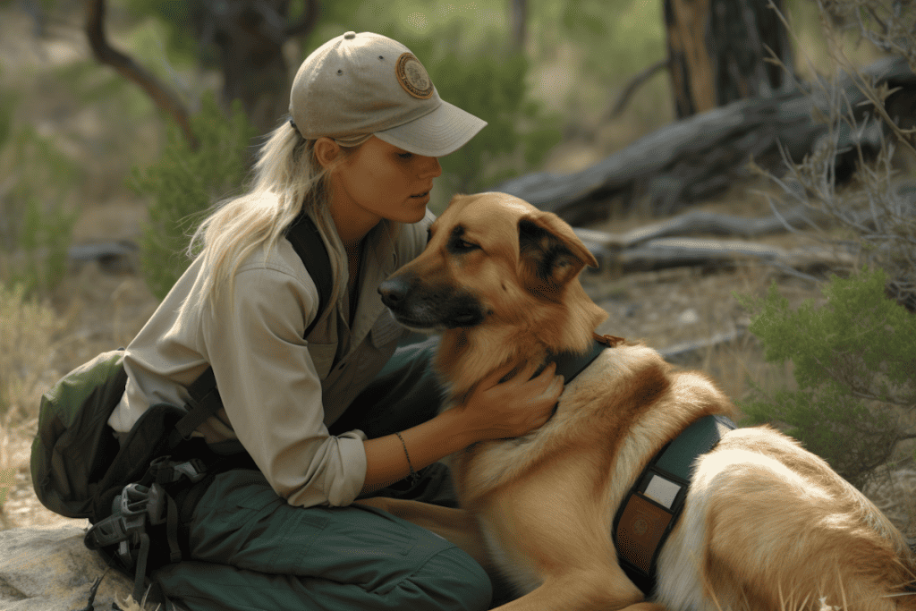 wilderness therapist with a dog