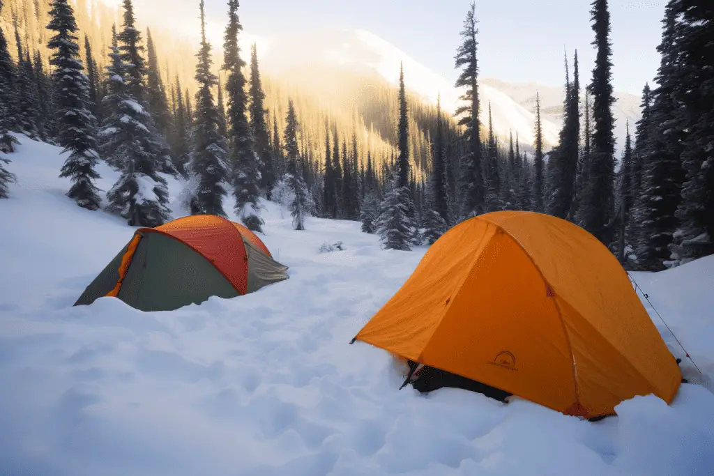 winter tent camping