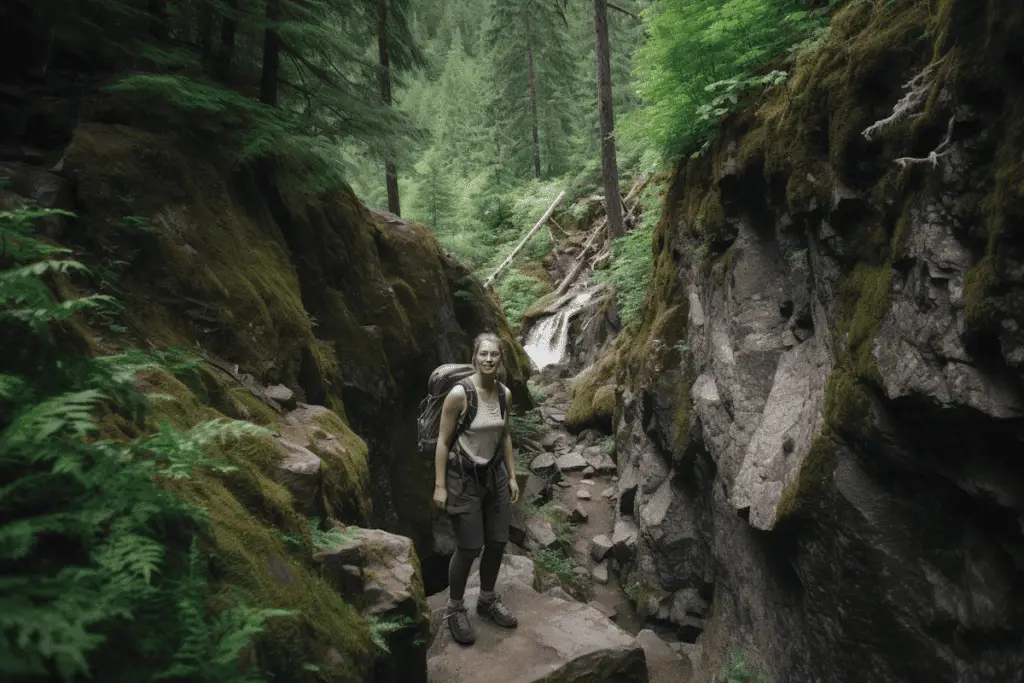 person in hiking shoes