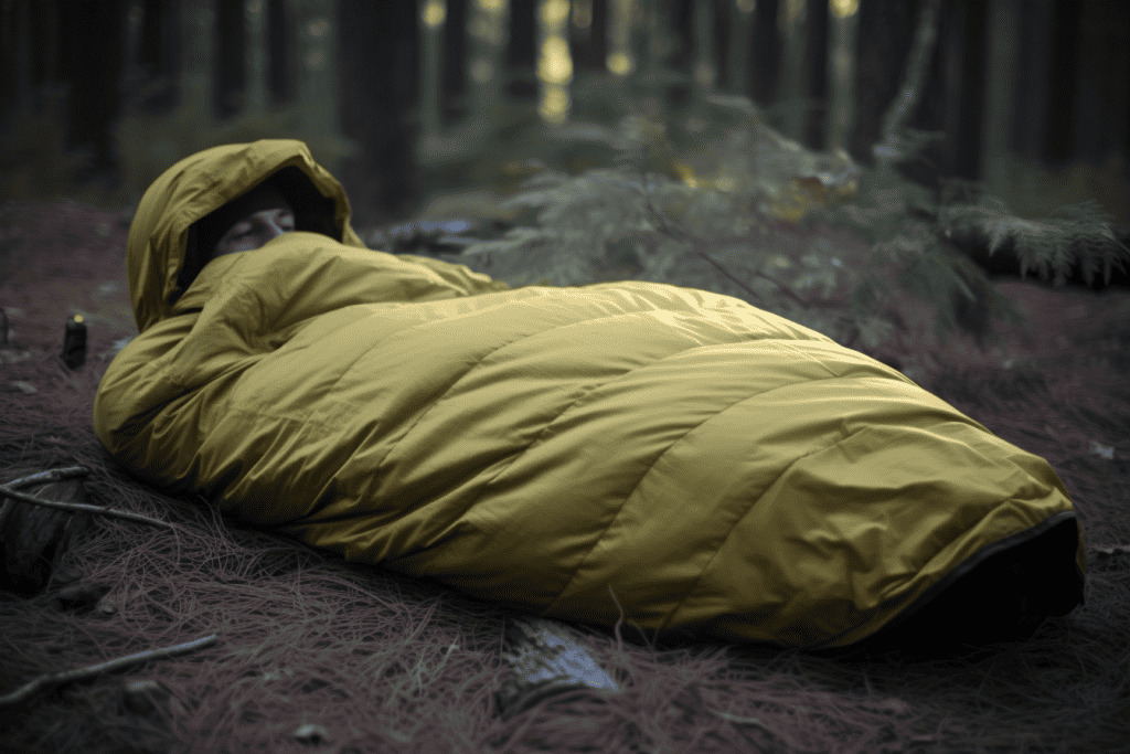 man in a sleeping bag