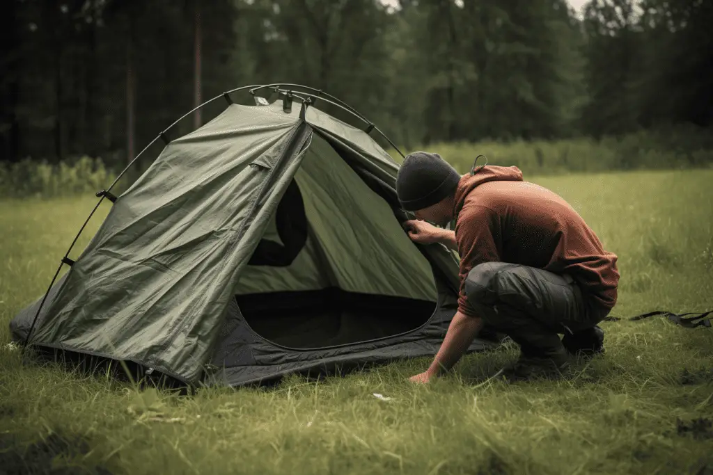 setting up a dome tent