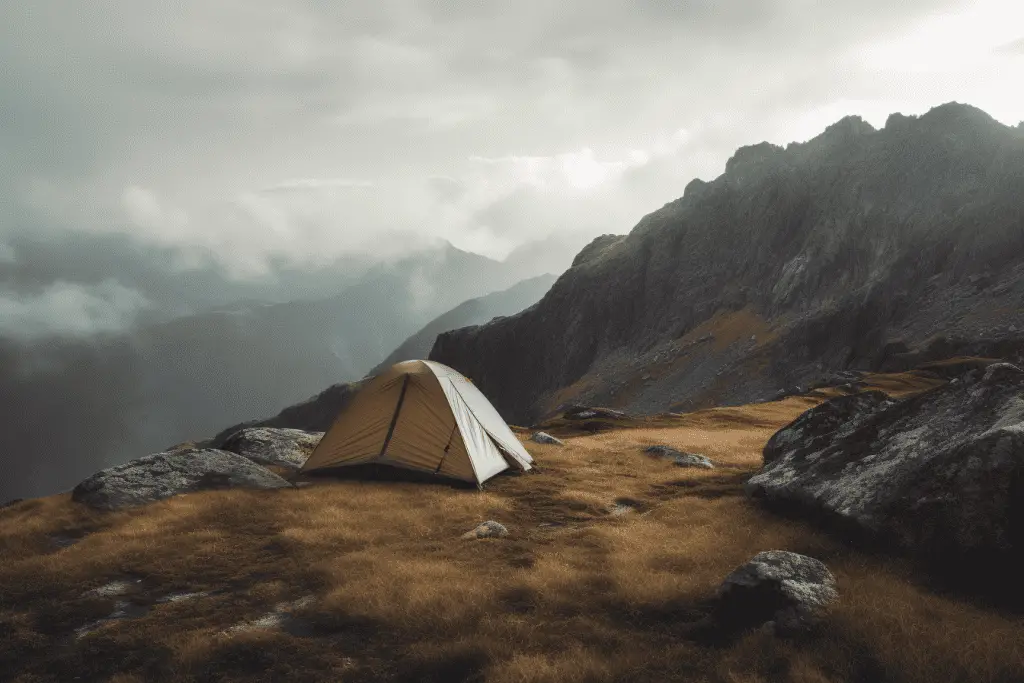 tent with fiberglass tent poles