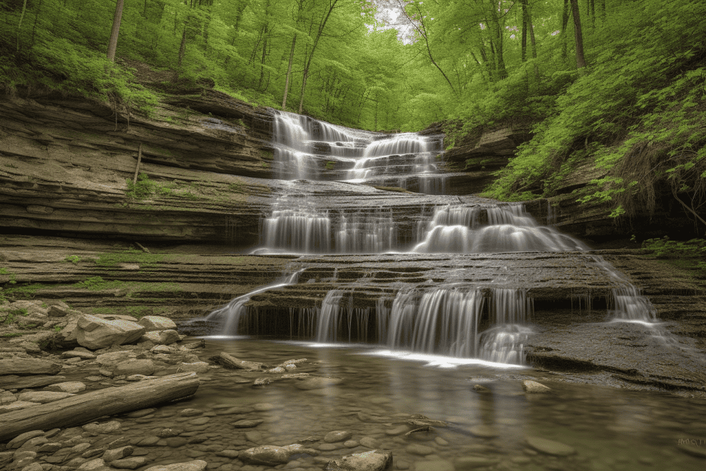 waterfall in hocking hills state park
