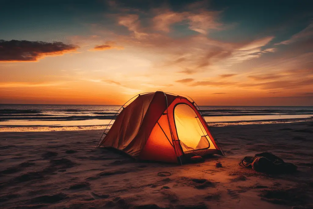 beach camping tent on the beach