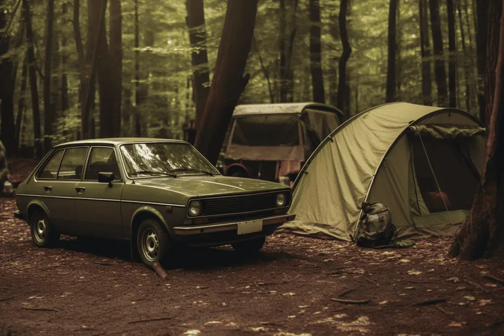 green car camping car