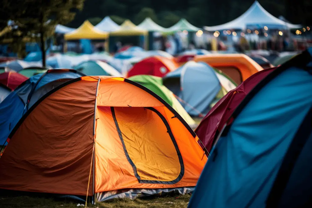 festival camping tents in a field